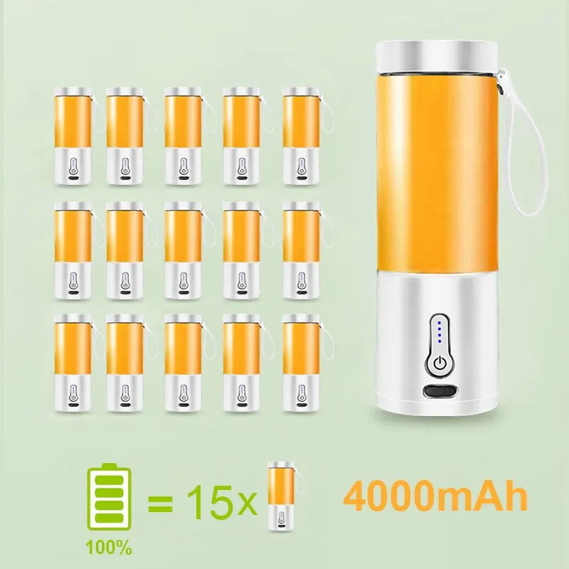 530ML Portable Blender with 4000mAh Battery – Up to 15 Uses on Full Charge