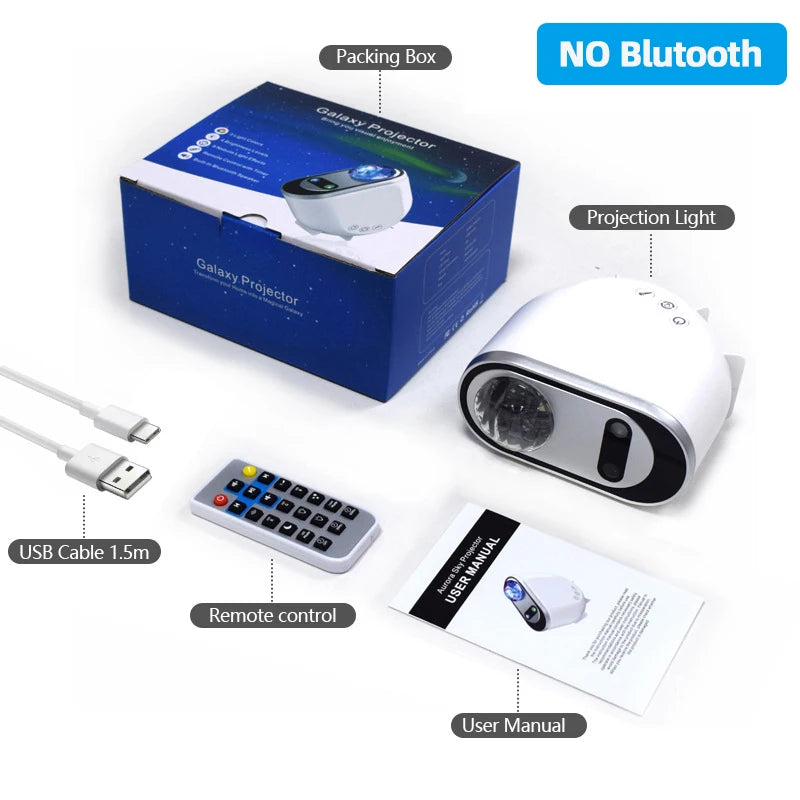 Aurora projector kit without Bluetooth, including remote and USB cable