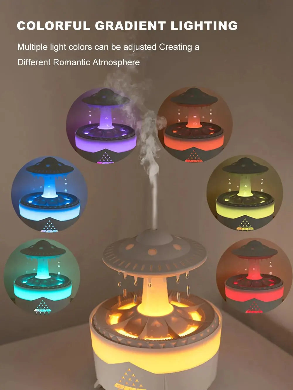 Decorative lamp with colorful gradient lighting on a neutral background